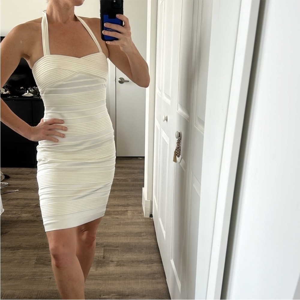 Suzi Chin for Maggy Boutique Cream Halter Mini Dress